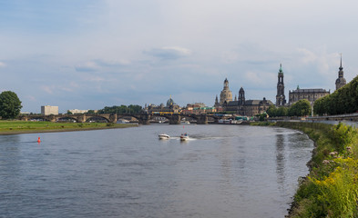 Fototapeta na wymiar Dresden, Germany - the Elbe River cuts Dresden in two halves, and its one the main landmarks of the city, offering a large number of amazing views