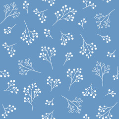 Floral seamless pattern. Vector background with berries. Fabric print design
