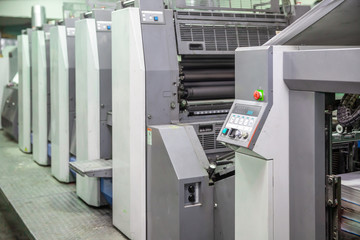 printing equipment, offset machine in the production room