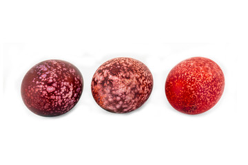 Colorful handmade easter eggs isolated on a white background