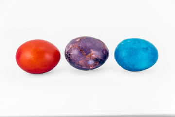 Colorful handmade easter eggs isolated on a white background