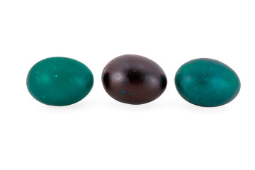 Colorful handmade easter eggs isolated on a white background