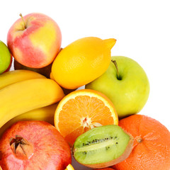Set of fruits isolated on white background. Healthy food.