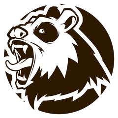 angry bear black and white mascot vector illustration