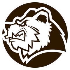 angry bear black and white mascot vector illustration