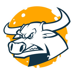 angry bull head mascot black and white vector illustration