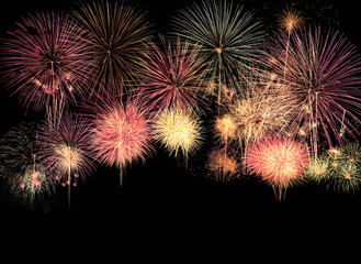 Fototapeta na wymiar Colorful fireworks explosion in annual festival