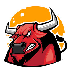 angry bull head mascot vector illustration