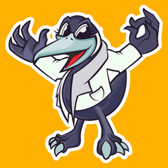 funny crow mascot logo illustration