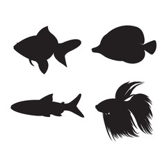  Black Silhouette Fish Illustrations