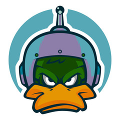 angry duck head illustration mascot esports logo