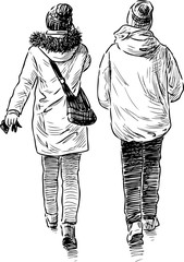 Sketch of teenagers going on a stroll