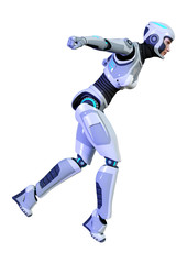 3D Rendering Female Robot on White
