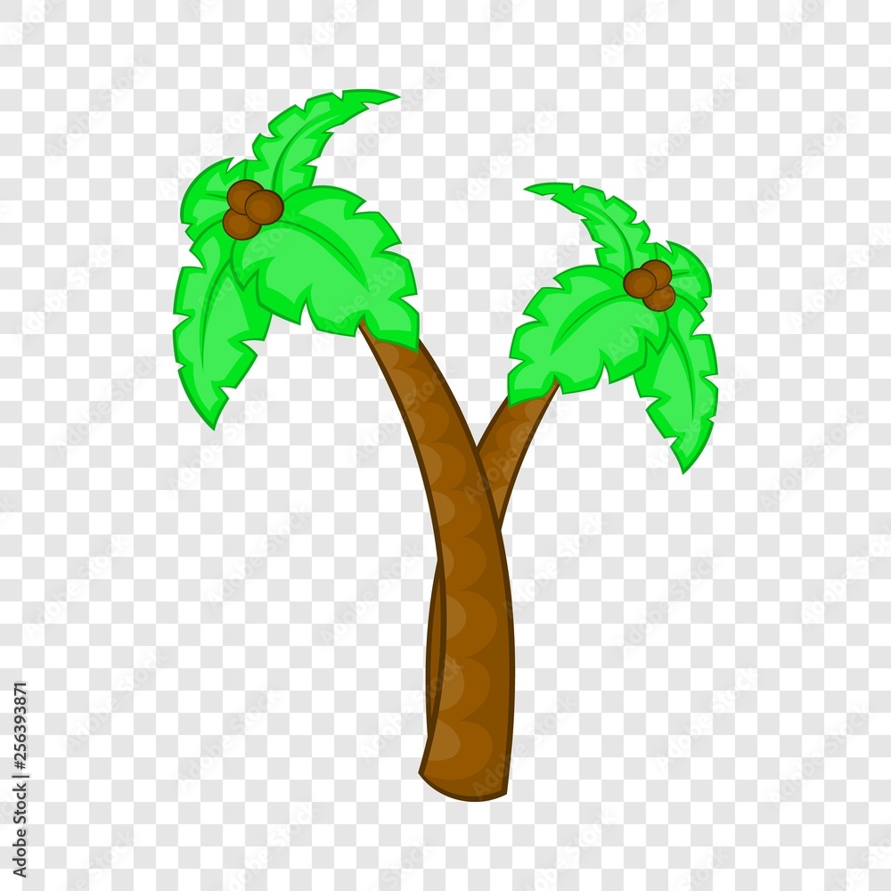 Poster palm tree with coconuts icon in cartoon style isolated on background for any web design