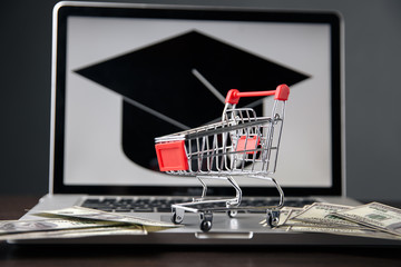 Tuition fee or student loan with calculator. Education price , savings fund college, and expenses...