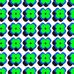 Green crosses on white background, shadow, seamless pattern, vector