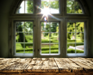 Desk of free space and spring window 