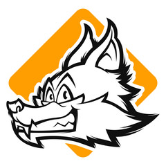 adorable fox head black and white esports logo vector illustration