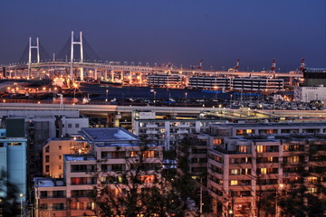 Yokohama Bay-Bridge in twilight