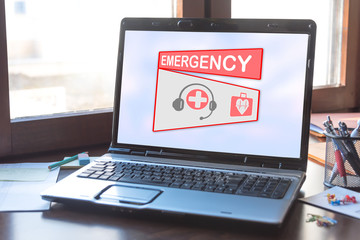 Emergency concept on a laptop screen