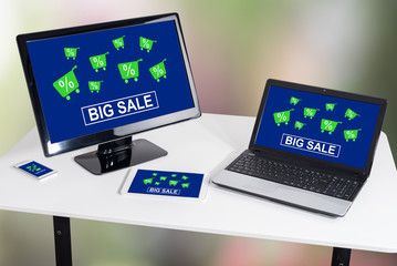 Big sale concept on different devices