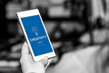 Creativity concept on a smartphone