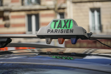 Parisian free taxi sign in Paris, France