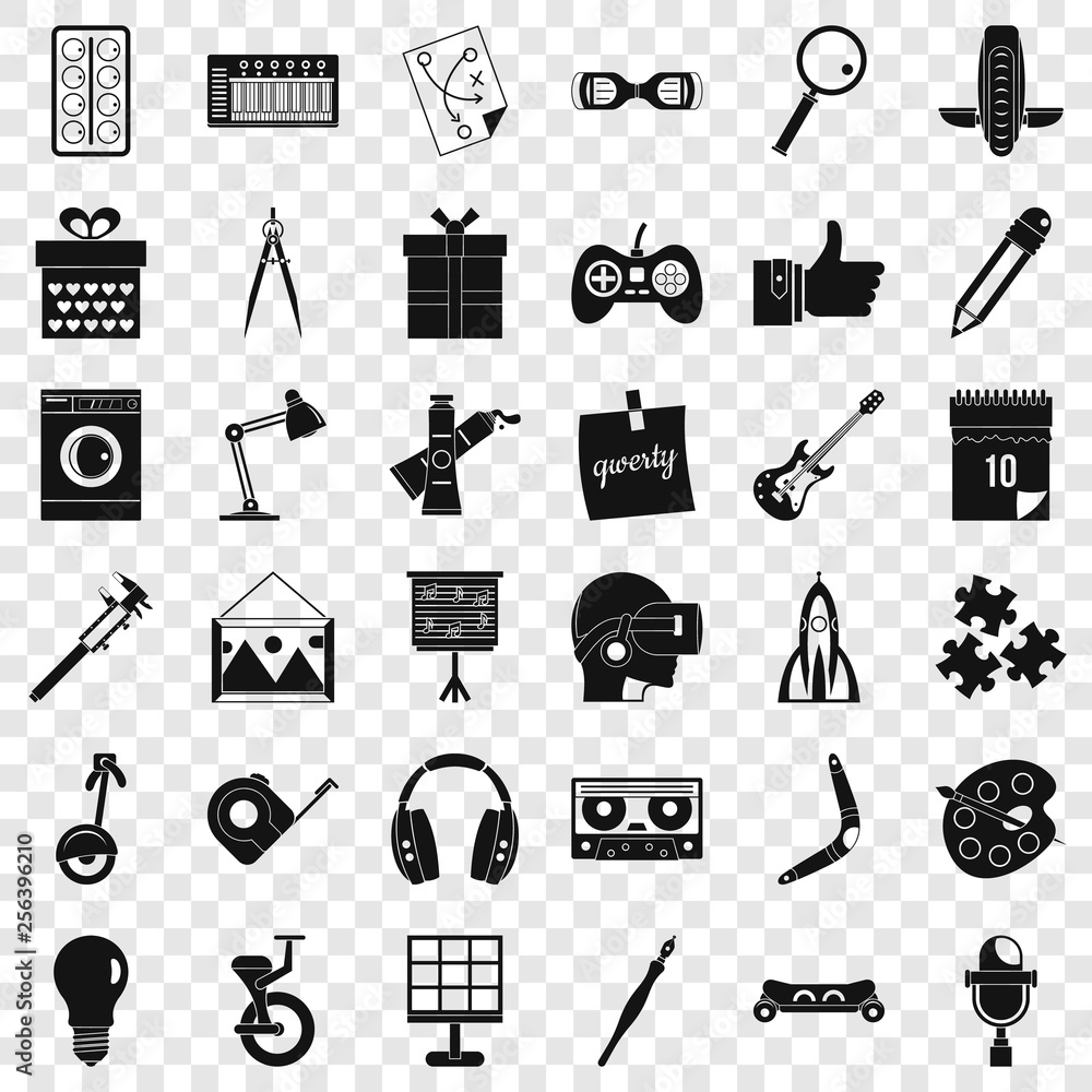 Poster creative job icons set. simple style of 36 creative job vector icons for web for any design