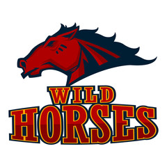 angry horse head mascot esports logo illustration