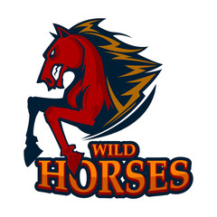 Obraz na płótnie Canvas angry horse head mascot esports logo illustration