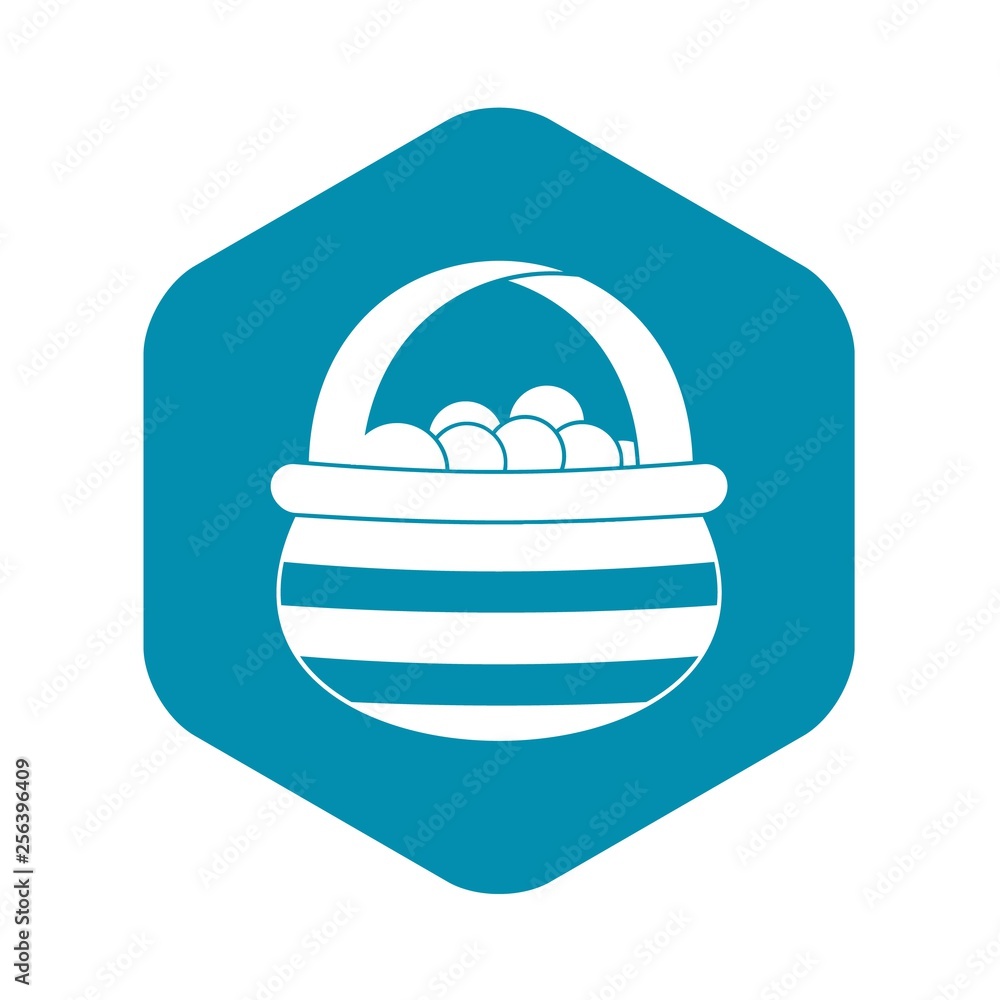 Poster basket with cranberries icon in simple style isolated vector illustration