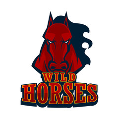 angry horse head mascot esports logo illustration