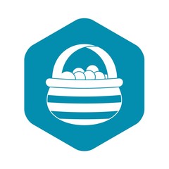 Fototapeta premium Basket with cranberries icon in simple style isolated vector illustration