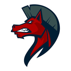 angry horse head mascot esports logo illustration