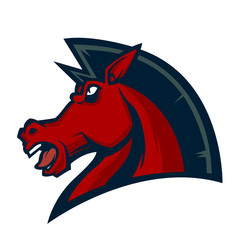 angry horse head mascot esports logo illustration