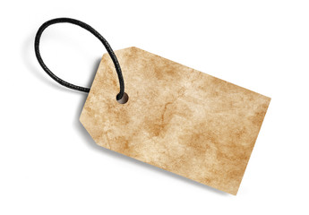 parchment label with black cord