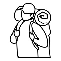 adventurous man with travelbag