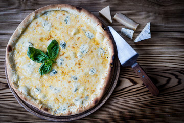 Italian pizza with cheese and meat