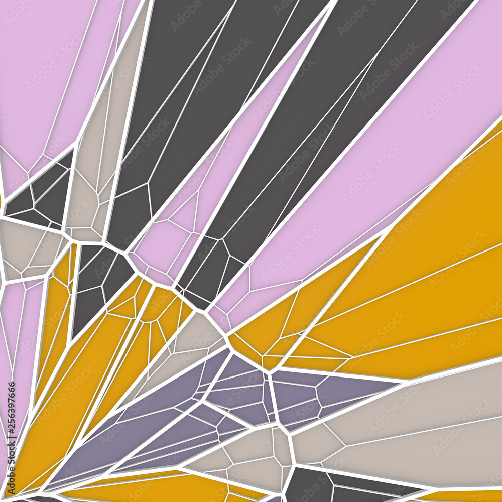 Aufkleber Abstract geometrical concept. Modern covers design with low poly tesselated pattern of multicolored shapes. 3d rendering