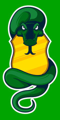 snake with shield martial arts mascot sports logo illustration