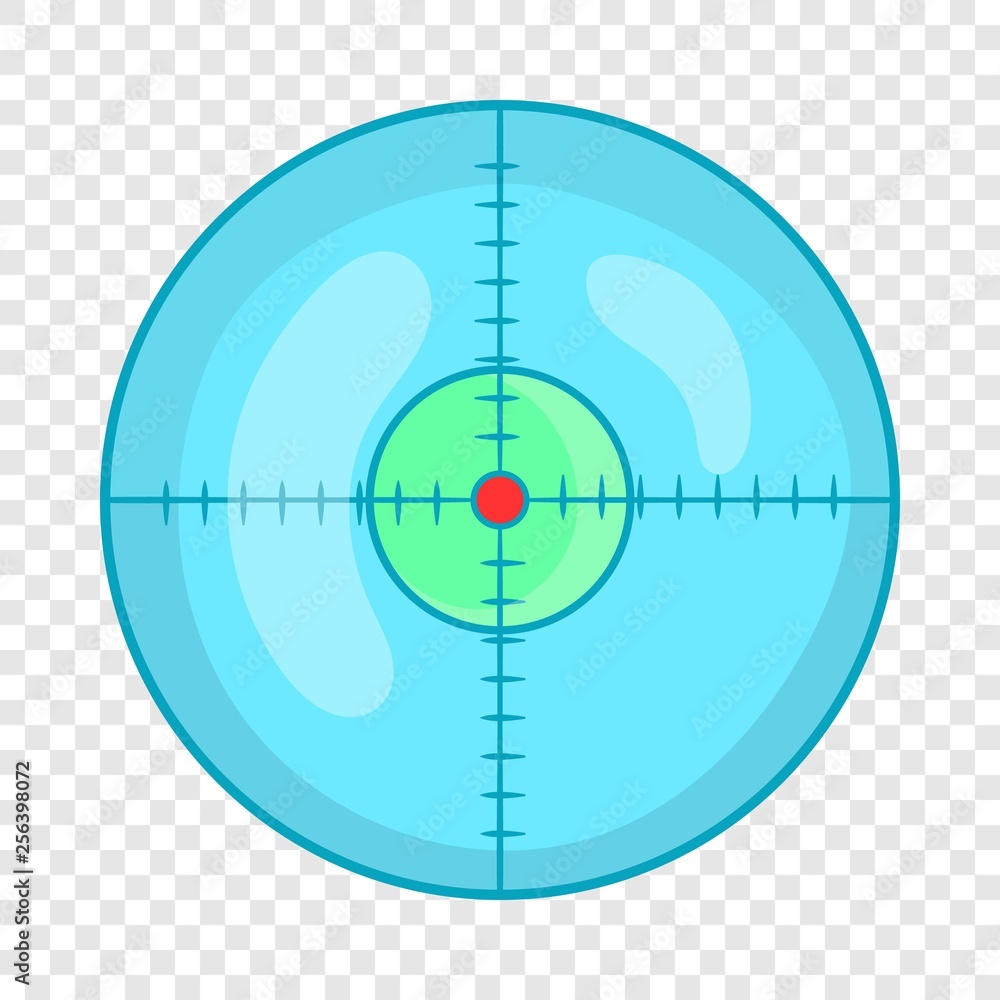 Poster optical sight icon in cartoon style on a background for any web design