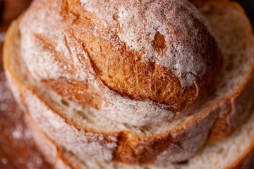 Fresh baked bread cut