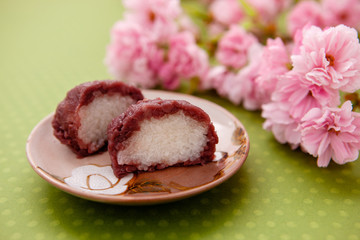 Japanese sweets on a plate
