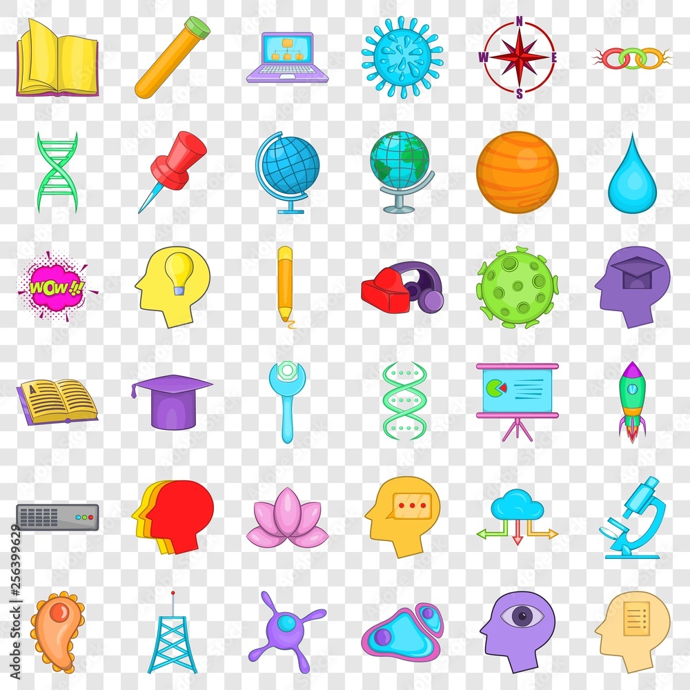 Poster creative puzzle icons set. cartoon style of 36 creative puzzle vector icons for web for any design