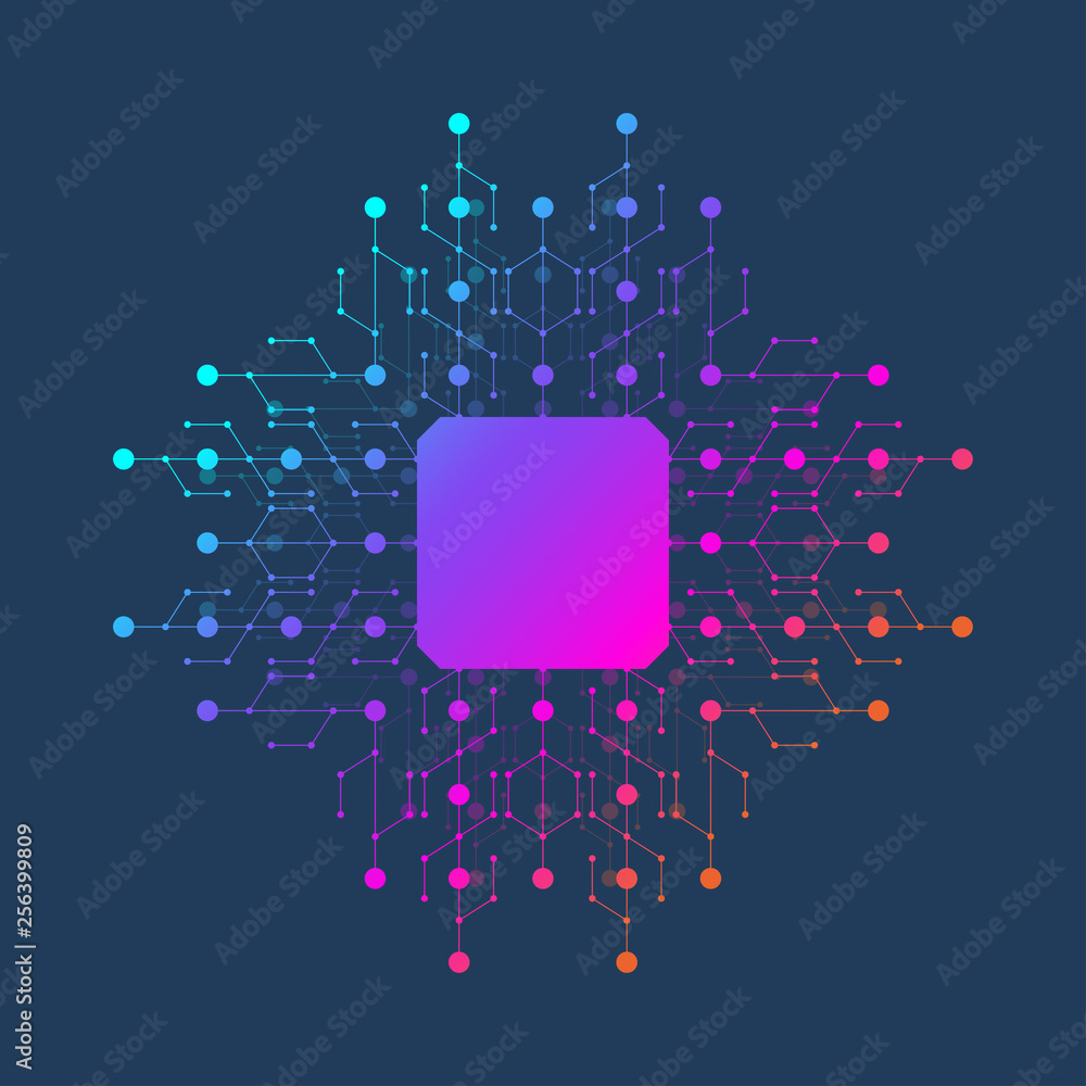 Leinwandbilder Chip vector illustration icon - computer chip symbol or design element. Computer chip or microchip processor for Artificial Intelligence (AI) concept.