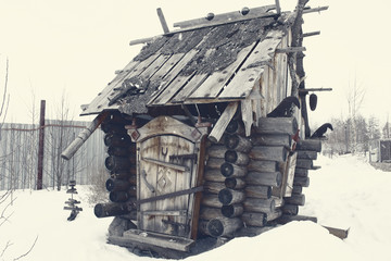 Hut Baba Yagi. Close-up. Background. Texture.