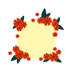 beautiful flowers and leafs square frame