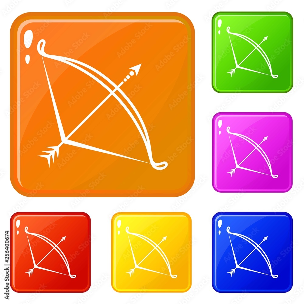 Poster child bow icons set collection vector 6 color isolated on white background