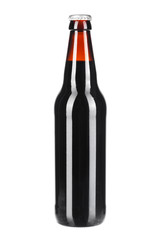 Bottle of dark beer isolated on white background