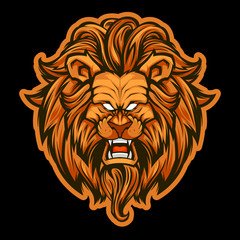 lion head mascot logo illustration